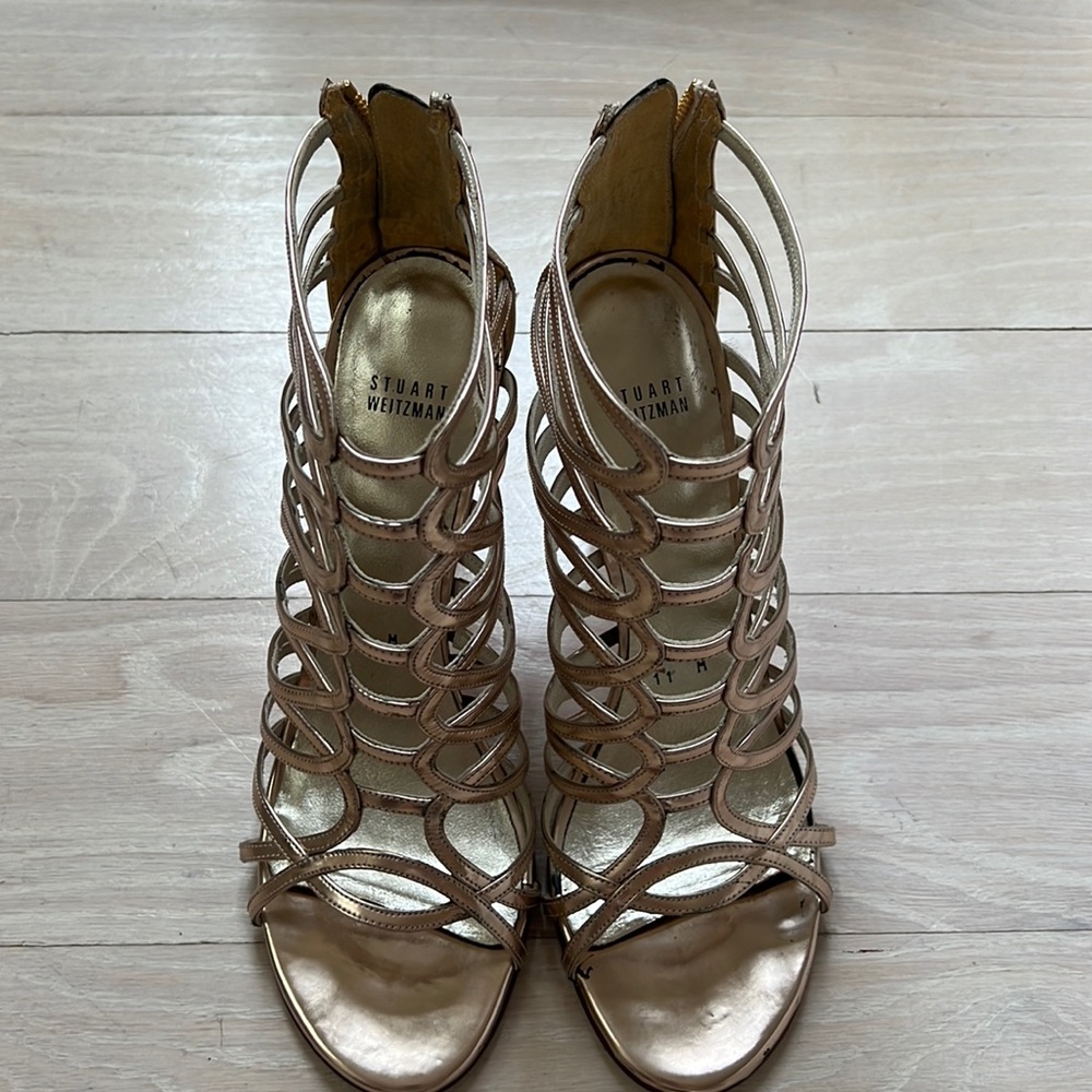 Gold Stuart Weitzman leather heels